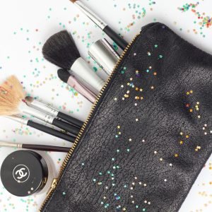 brush, purse, makeup